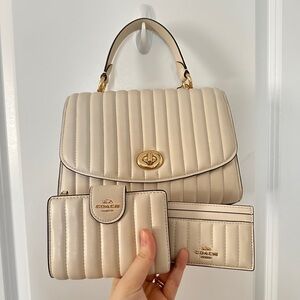 Coach Tilly Top Handle Bag in Chalk with matching wallet and card holder